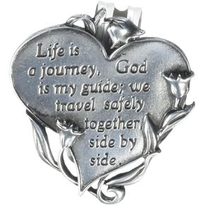 Cathedral Art (Abbey & CA Gift Heart Visor Clip, Life is a Journey, Silver, 2 2.25