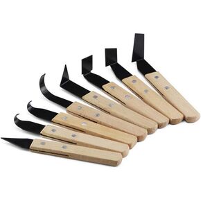 8 Pack Pottery Tools - Solid Wood Handle Stainless Steel Engraving Knives - Clay Hand Tools - Craft Trim Artist - Ceramic Tools Set Engraving, Shaping, Clay Sculpture, Styling