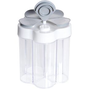 5 in 1 Salt and Pepper Shaker Travel Spice Container Portable Camping Seasoning Shaker Seasoning Condiment Jars with Lid for Home Restaurant Camping Travel RV Cooking BBQ Picnic (Gray)