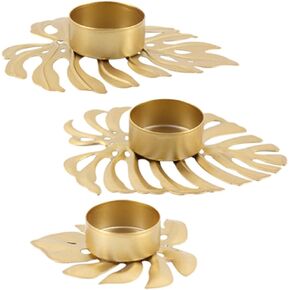 3pcs Turtle Leaf Candlestick Candle Wax Stands Candle Holder for Room Work Desk Decor Metal Tray Vintage Candle Holder Desk Top Decor Table Ornament Wedding Palm Iron Dinner Party