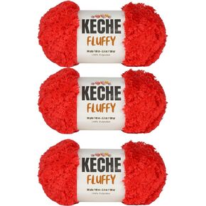 KECHE Fluffy Bulky Yarn – Super Soft Chunky Fuzzy Blanket Weight # 5 Yarn for Knitting Crocheting Crafting 3.5 oz (100 gr) 98 Yds (90 m) - Baby Pink
