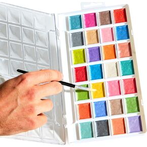 Easy-Clean NonToxic 28 Shiny Colors Watercolor Set With Brush. Bright Washable Paint Is Fun Shiny And Quick Dry. Great Gifts For Kids And Beginners. Sturdy Case + Best Gifts for Children Activities.