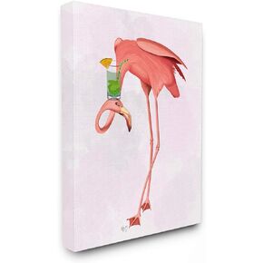 The Stupell Home Décor Collection Luau Tipsy Turvy Pink Flamingo and Cocktail Wall Plaque Art, 10 x 15, Multi-Color