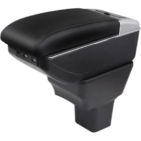 for Nissan Kicks 2016-2021 Dual Layer Car Armrest Interior Storage Box Auto Center Console Case (Black)