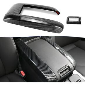 Armrest Cover Highlander Accessories Compatible with Toyota Highlander 2020 2021 2022 2023 - Scratch Proof Center Console Trim Protector, Glossy Carbon Fiber Style Arm Rest Cover Kit