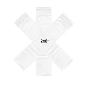 2X8 Small Size Plastic Storage Clear Poly Bags in Bulk, 2Mil Thick Clear resealable Bags by VADUGAVARA (500)