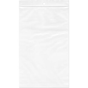Plymor 5" x 8" (Pack of 100), 2 Mil with Hang-Hole Zipper Reclosable Plastic Bags