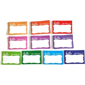 PPAPPAPPIYO "Hello My Name is" Name Tags Stickers (3"x 2") 100pcs Name Stickers Name Badge for School, Business and Conference, Office Home Party (black)