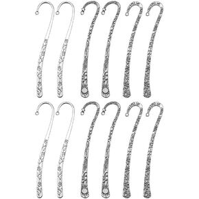 12pcs Mixed Antique Tibetan Silver Carved Hook Bookmarks Metal Book Markers