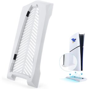YWLRONG for PS5 Slim Stand Console Vertical Stand Holder Base for Sony Playstation 5 Slim Digital Edition Cooling Bracket Accessories(White)
