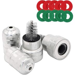 2 PCS Car Power Terminal Cleaning Brush Washer Set, Stainless Steel Pile Head Brush Positive Negative Fiber Protection Washers, Protection Accessories, for Most Models (Silver & Green & Red)