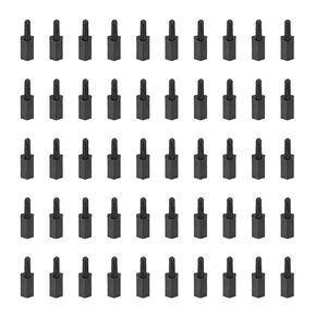 YOKIVE 50 Pcs M2 Standoff Screws, Nylon Hex PCB Standoffs with High Insulation Effect, Keep Height Consistent, Great for Motherboard (Black, 6mm+6mm)