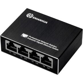 Mini 5 Port Gigabit Unmanaged Ethernet Switch 10/100/1000 Mbps, Network Hub, Desktop or Wall Mount, Office Ethernet Splitter, Plug & Play, Fanless & Metal Design, Sturdy Metal Design