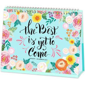 Desk Calendar 2024 - Jan. 2024 - Dec. 2024, 2024 Desk Calendar Standing Flip, 9.8" x 8.3", 2024 Desktop Calendar with Thick Paper, Memo Pages + Twin-Wire Binding + Unruled Blocks - Floral in Kuwait