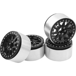 4Pack Vgoohobby Alloy 2.2" RC Beadlock Wheels Rims 35mm Compatible with 1/10 RC Axial Wraith RR10 YETI SCX10 D90 Traxxas TRX4 CC01 Crawler Car (Black)