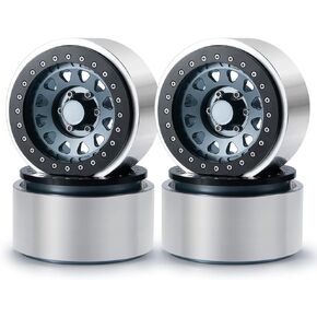 RCLIONS 4PCS Aluminum Alloy 2.9" RC Beadlock Wheels Rims for Axail SCX6 AXI05000 1/6th RC Crawler Car (Titanium)