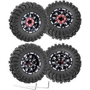 RC 1.2 Tires & 1.2 Beadlock Wheels Adjustable 4 Offsets Rims for 1/18 TRX4M RC Crawler Car,1.2 Beadlock Wheels Adjustable 4 Negative Offsets Rims,Black