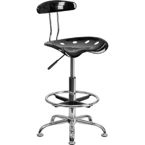 Flash Furniture Bradley Vibrant Apple Green and Chrome Drafting Stool with Tractor Seat