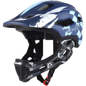 Lixada Kids Cycling Helmet Detachable Full Face Helmet Adjustable Cycling Helmet Children Bike Helmet for Cycling Skateboarding Roller Skating