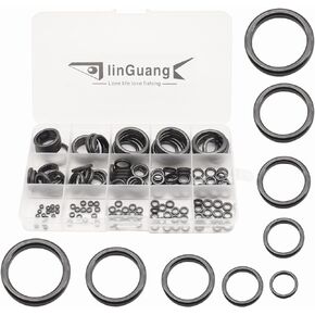 LINGUANG 160pcs Fishing Rod Black Ceramic Eye/Eyelit Repair Kit Accessories Full-Size 4#-30#，Pole Porcelain Eyelets Hole Replacement,