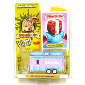 Greenlight 54090-D Garbage Pail Kids Series 5 - Ice Cream Sandy - Retail Ice Cream Trailer 1:64 Scale Diecast with Collector Sticker Card