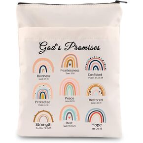 MEIKIUP Christian Gifts God's Promises Book Sleeve with Zipper Boho Rainbow Bible Verse Gift Baptism Book Pouch Promise Keeper Gift (God's Promises BS)