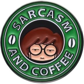 Sarcasm And Coffee Enamel Pin Coffee And Sarcastic Lovers Badge Brooch For Backpacks