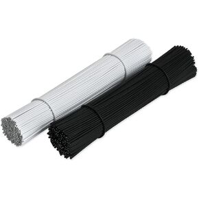 DS. DISTINCTIVE STYLE 6 Inch Metallic Cable Ties Set of 200 Bread Bag Ties Wire Twist Ties for Cord Management (White and Black (round shape))