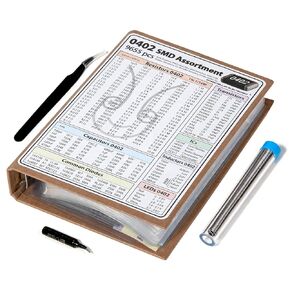 SMD 0402 Resistors, Capacitors, Transistors and Electronic Components Assortment SMT Book - 9655 pcs