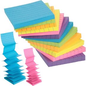Yexiya 12 Pads Pop up Post Notes 3x3 Refill Pop up Sticky Notes with Lined Bright Colors Self Stick Post for Office Shool Home