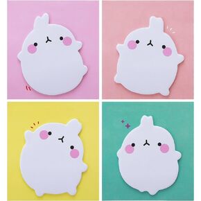 Cute Animal Self Stick Notes,8 Pack Kawaii Rabbit Sticky Notes Pad Cartoon Memo Pads Markers Flags Students Home Office Roommates Gifts Tab Supplies 160 Sheets
