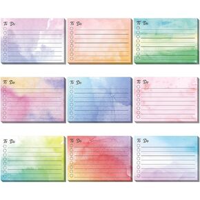 to Do List Sticky Notes Assorted Colors Lined Self Stick Note Pads Adhesive Memo for Planner Reminder Studying, Home Office Supplies, 3 x 4 Inch (Simple Colors, 9 Pieces)