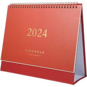 Toyvian Desk Calendar 2023-2024, Standing Flip Monthly Desktop Calendar (7.5x6.4) from July 2023 to December 2024, Academic Year Standing Desk Calendar with Twin- Wire Binding Claret