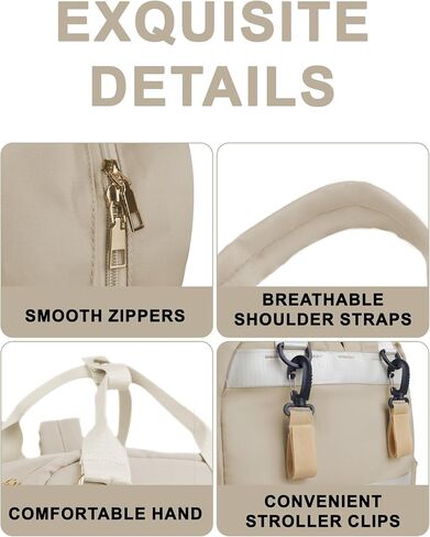 حقيبة ظهر مانيتا لتغيير الحفاضات، حقيبة ظهر لحفاضات الأطفال مع منفذ شحن USB للأم والأب، كاكي in Kuwait