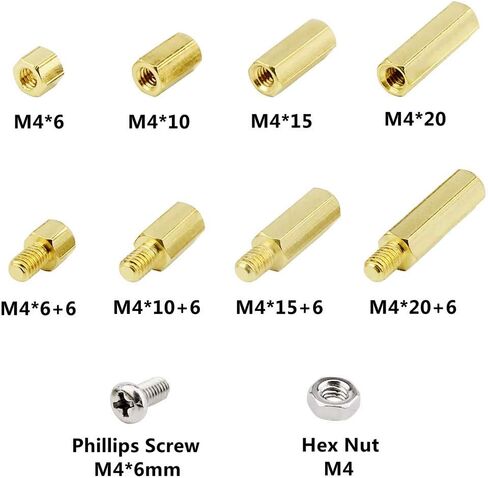 160pcs M2.5 Male-Female Brass Spacer Standoff & Stainless Steel Screw Nut Assortment Kit in Kuwait