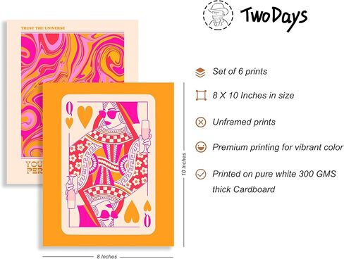 لوحة فنية جدارية كلاسيكية عصرية من TwoDays، ديكور جمالي لغرفة بريبي باللون الوردي، ملصق لطيف للفتيات المراهقات في شقة Lucky Queen، صور تأكيد غير تقليدية، مطبوعات أرقام الملاك (8 بوصة × 10 بوصة، مجموعة من 6 قطع، غير مؤطرة) in Kuwait