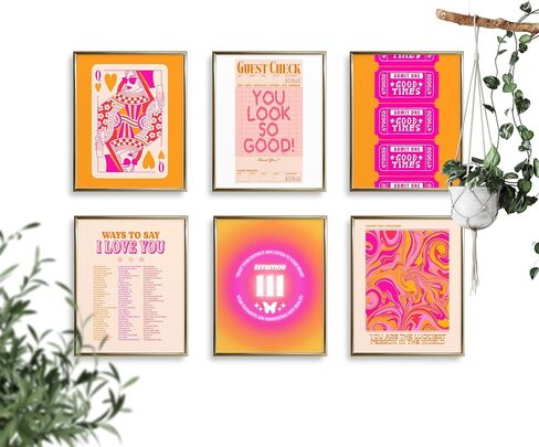 لوحة فنية جدارية كلاسيكية عصرية من TwoDays، ديكور جمالي لغرفة بريبي باللون الوردي، ملصق لطيف للفتيات المراهقات في شقة Lucky Queen، صور تأكيد غير تقليدية، مطبوعات أرقام الملاك (8 بوصة × 10 بوصة، مجموعة من 6 قطع، غير مؤطرة) in Kuwait