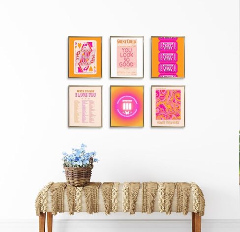 لوحة فنية جدارية كلاسيكية عصرية من TwoDays، ديكور جمالي لغرفة بريبي باللون الوردي، ملصق لطيف للفتيات المراهقات في شقة Lucky Queen، صور تأكيد غير تقليدية، مطبوعات أرقام الملاك (8 بوصة × 10 بوصة، مجموعة من 6 قطع، غير مؤطرة) in Kuwait