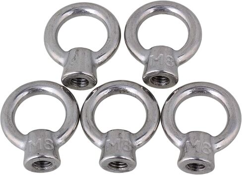 CNBTR Japanese Style Silver M8 304 Stainless Steel Ring Shape Lifting Eye Nut Set of 5 in Kuwait