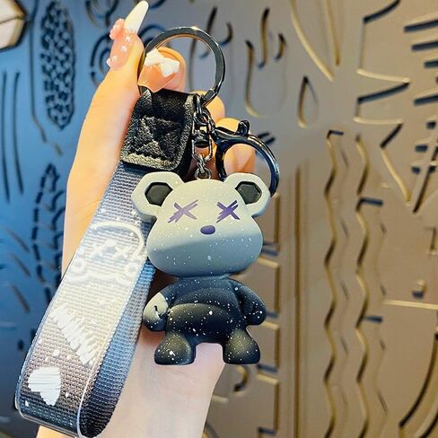 Women Men Girl Boy Cute Bear Keychain - Gradient Color Resin Keychain Easy to Carry Cute Animal Pendant Metal Key Ring in Saudi Arabia