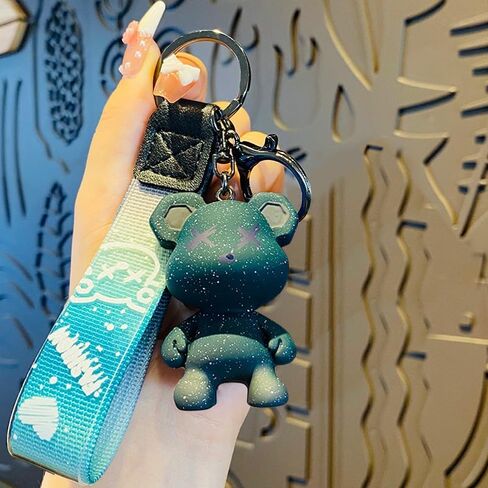 Women Men Girl Boy Cute Bear Keychain - Gradient Color Resin Keychain Easy to Carry Cute Animal Pendant Metal Key Ring in Saudi Arabia