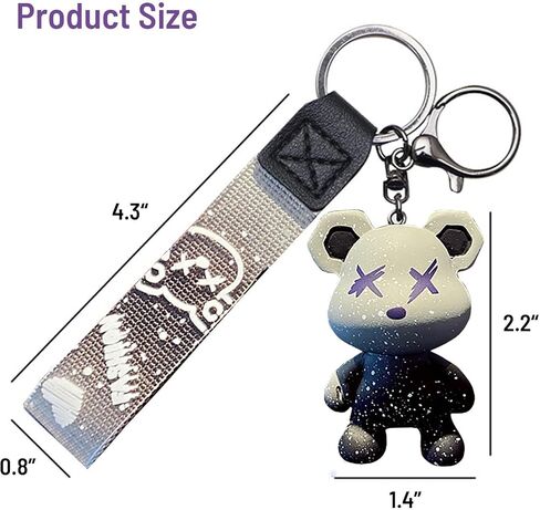 Women Men Girl Boy Cute Bear Keychain - Gradient Color Resin Keychain Easy to Carry Cute Animal Pendant Metal Key Ring in Saudi Arabia