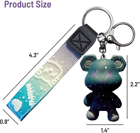 Women Men Girl Boy Cute Bear Keychain - Gradient Color Resin Keychain Easy to Carry Cute Animal Pendant Metal Key Ring in Saudi Arabia