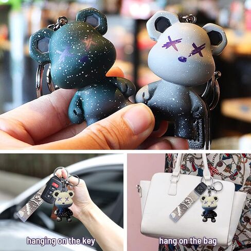 Women Men Girl Boy Cute Bear Keychain - Gradient Color Resin Keychain Easy to Carry Cute Animal Pendant Metal Key Ring in Saudi Arabia