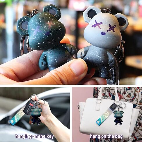 Women Men Girl Boy Cute Bear Keychain - Gradient Color Resin Keychain Easy to Carry Cute Animal Pendant Metal Key Ring in Saudi Arabia