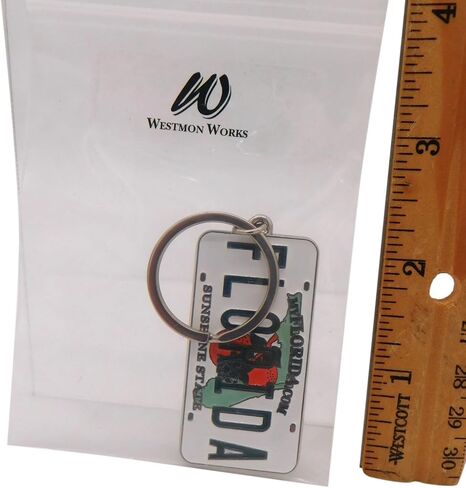 Westmon Works Florida License Plate Keychain Metal Key Ring Souvenir Gift from the Sunshine State in Saudi Arabia
