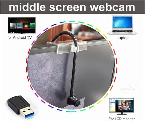 USB Center Screen Webcam, 1080P Webcam Auto Focus Computer Camera with Microphone, Eye Contact Cam, Plug and Play, for Home Video Conferences in Kuwait