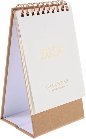 STOBOK 2024 Desk Calendar Stand Up Desktop Year Calendar Organizer Flip Daily Scheduler Monthly Pages Easel Calendar (white) in Saudi Arabia