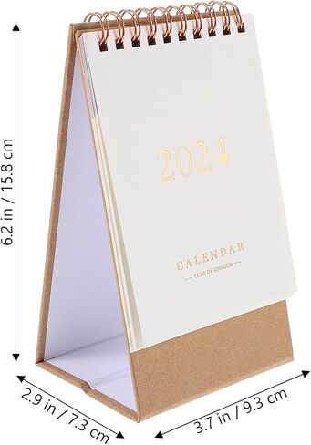 STOBOK 2024 Desk Calendar Stand Up Desktop Year Calendar Organizer Flip Daily Scheduler Monthly Pages Easel Calendar (white) in Saudi Arabia