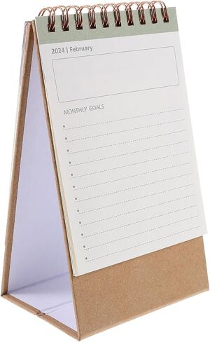 STOBOK 2024 Desk Calendar Stand Up Desktop Year Calendar Organizer Flip Daily Scheduler Monthly Pages Easel Calendar (white) in Saudi Arabia